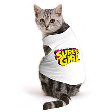 PawsIndia Sleeveless Printed Cat T-Shirt - Super Girl